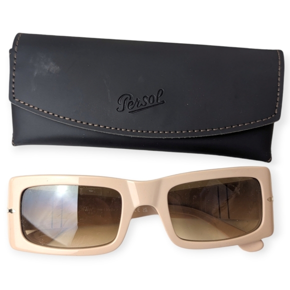 Persol Francis Sunglasses Beige with Black Case Made in Italy Gifts for Her - Picture 1 of 8